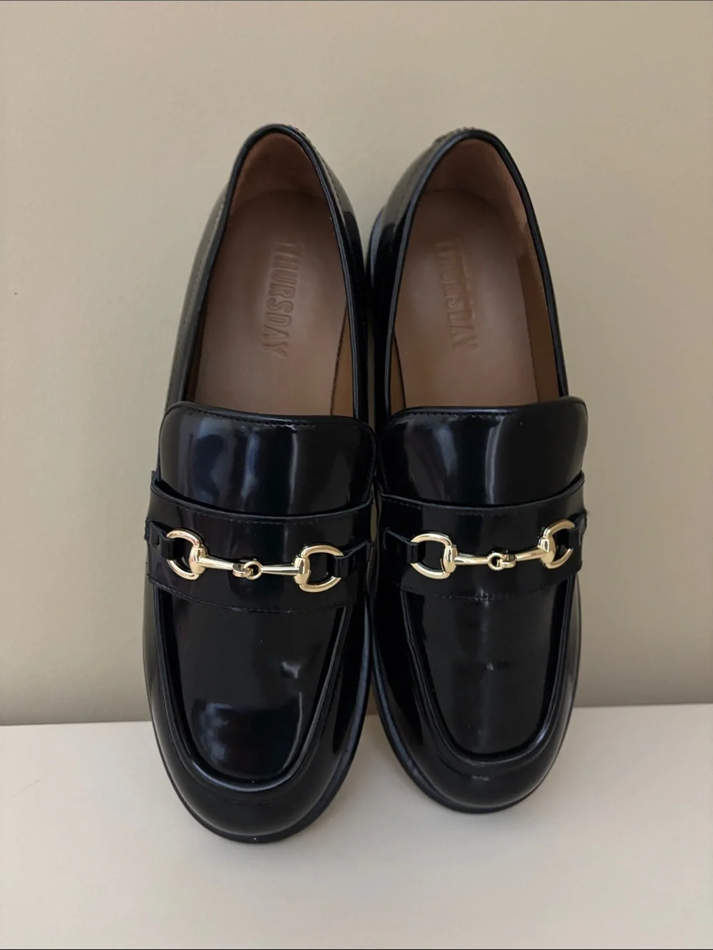 Thursday Boot Co. Dress Penny Black Loafer Gold Bit Detail